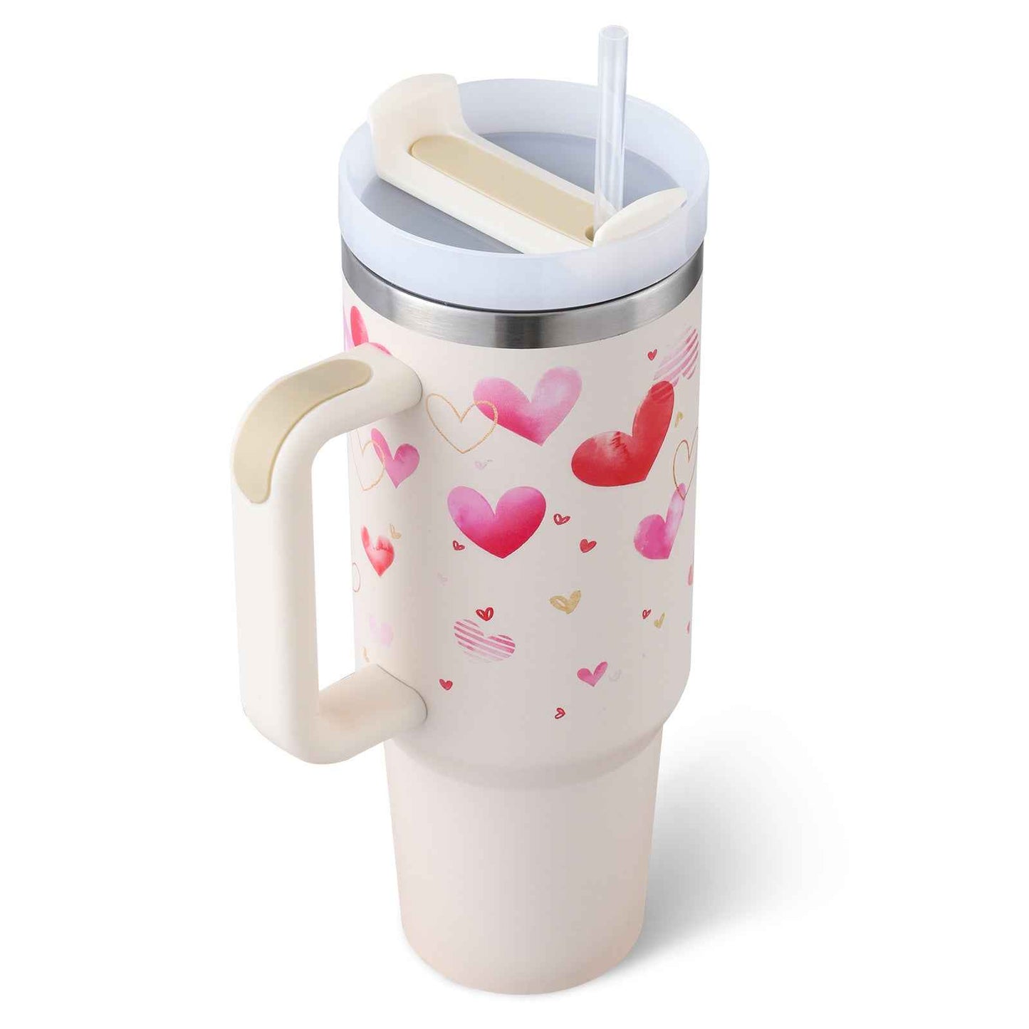 40 Oz Insulated Stainless Steel Tumbler with Handle & Straw | Spill-Proof Vacuum Coffee Cup