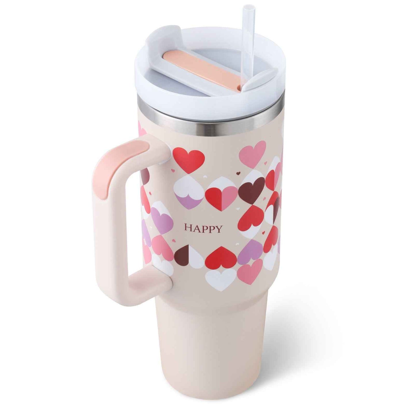 40 Oz Insulated Stainless Steel Tumbler with Handle & Straw | Spill-Proof Vacuum Coffee Cup