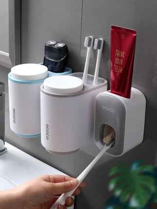 Wall Mounted Automatic Toothpaste Dispenser & Holder | Bathroom Accessories Set