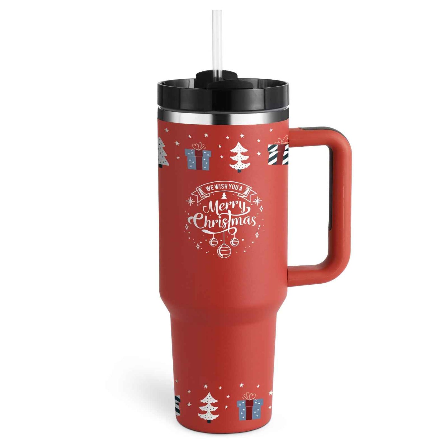 40 Oz Insulated Stainless Steel Tumbler with Handle & Straw | Spill-Proof Vacuum Coffee Cup