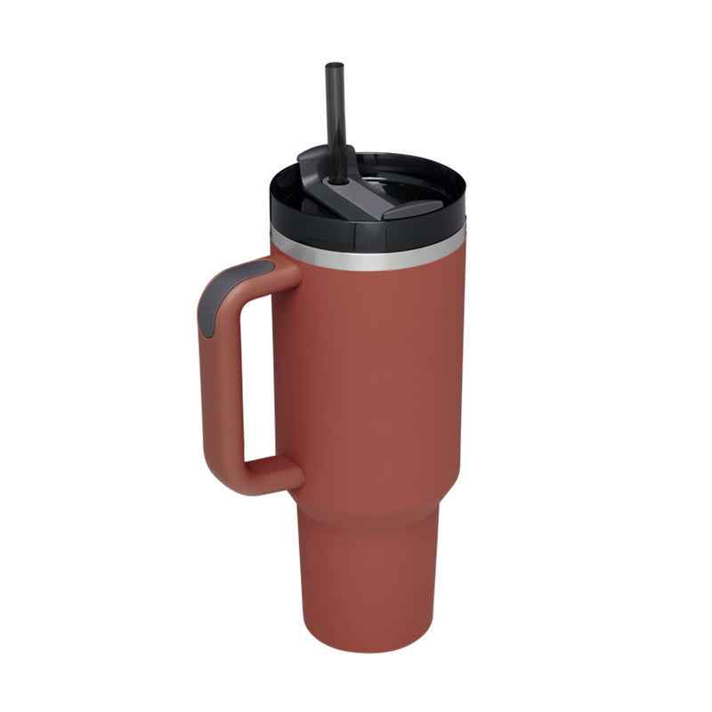 40 Oz Insulated Stainless Steel Tumbler with Handle & Straw | Spill-Proof Vacuum Coffee Cup