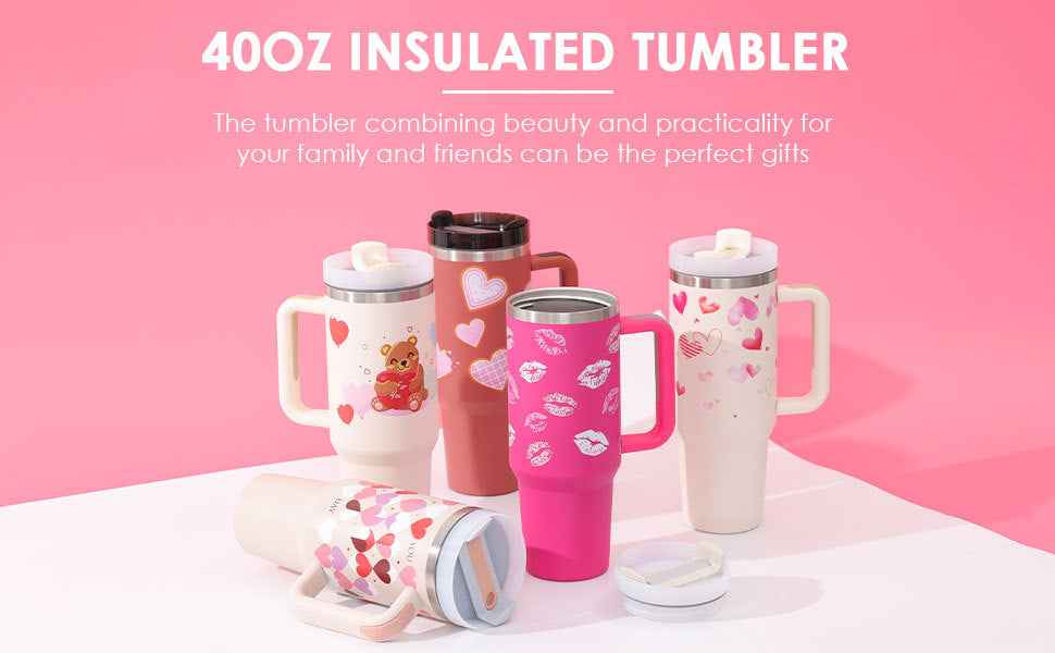 40 Oz Insulated Stainless Steel Tumbler with Handle & Straw | Spill-Proof Vacuum Coffee Cup