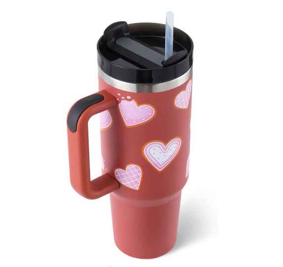 40 Oz Insulated Stainless Steel Tumbler with Handle & Straw | Spill-Proof Vacuum Coffee Cup
