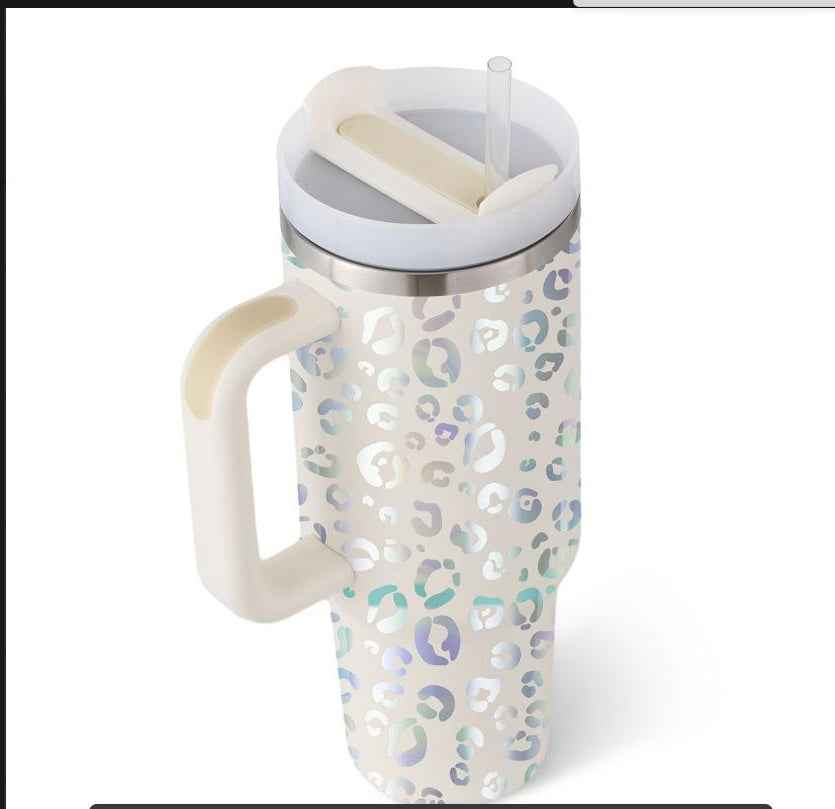 40 Oz Insulated Stainless Steel Tumbler with Handle & Straw | Spill-Proof Vacuum Coffee Cup