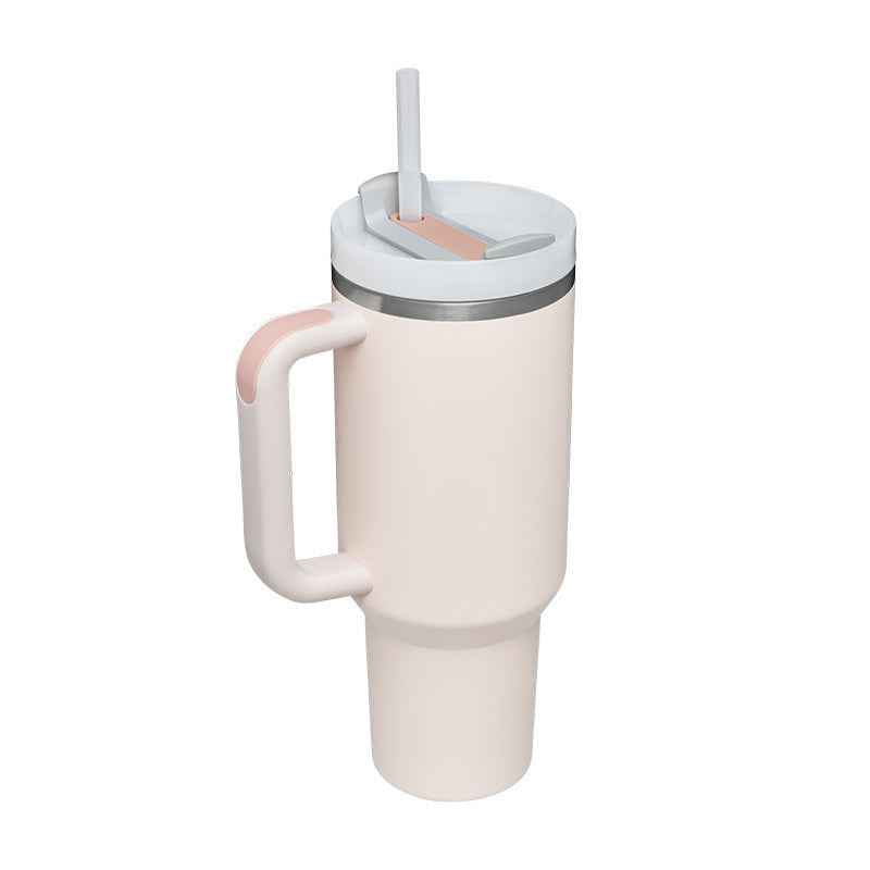 40 Oz Insulated Stainless Steel Tumbler with Handle & Straw | Spill-Proof Vacuum Coffee Cup