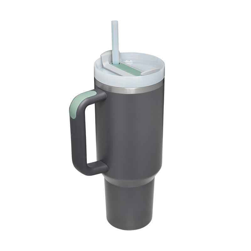 40 Oz Insulated Stainless Steel Tumbler with Handle & Straw | Spill-Proof Vacuum Coffee Cup