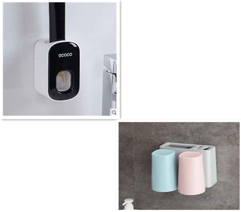 Wall Mounted Automatic Toothpaste Dispenser & Holder | Bathroom Accessories Set