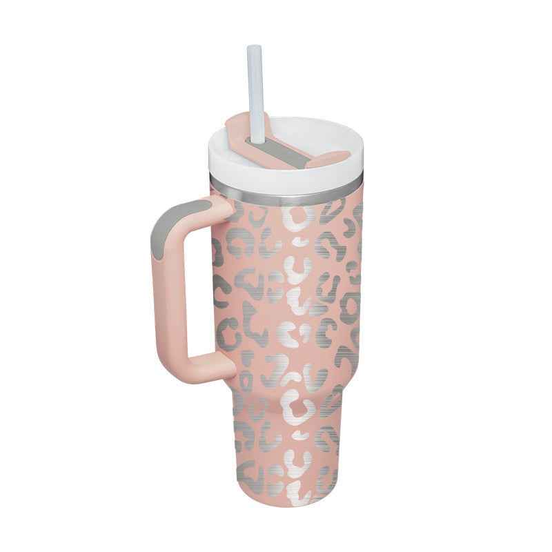 40 Oz Insulated Stainless Steel Tumbler with Handle & Straw | Spill-Proof Vacuum Coffee Cup