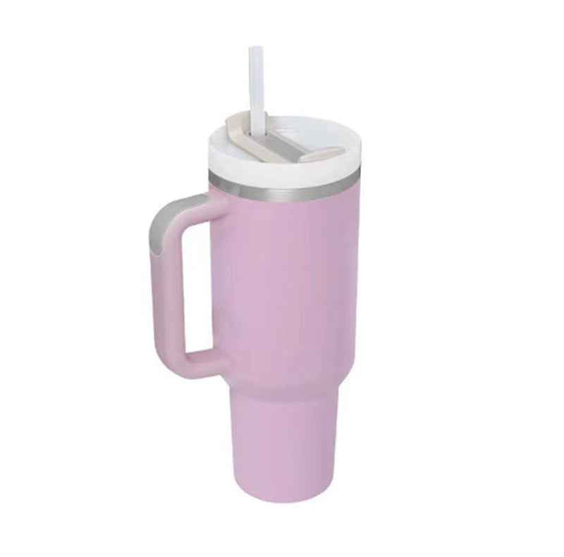 40 Oz Insulated Stainless Steel Tumbler with Handle & Straw | Spill-Proof Vacuum Coffee Cup