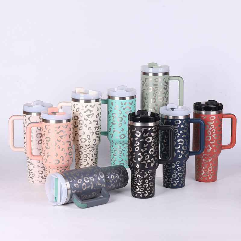 40 Oz Insulated Stainless Steel Tumbler with Handle & Straw | Spill-Proof Vacuum Coffee Cup