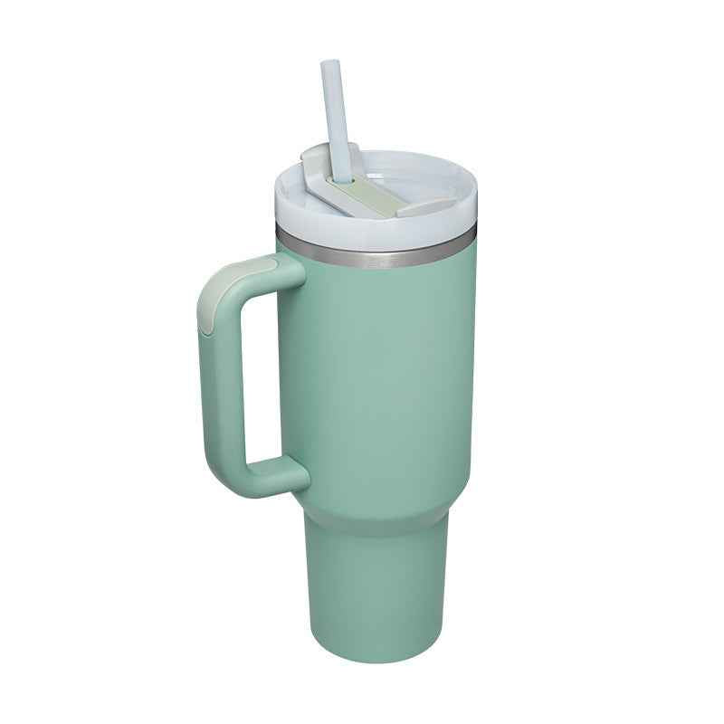 40 Oz Insulated Stainless Steel Tumbler with Handle & Straw | Spill-Proof Vacuum Coffee Cup