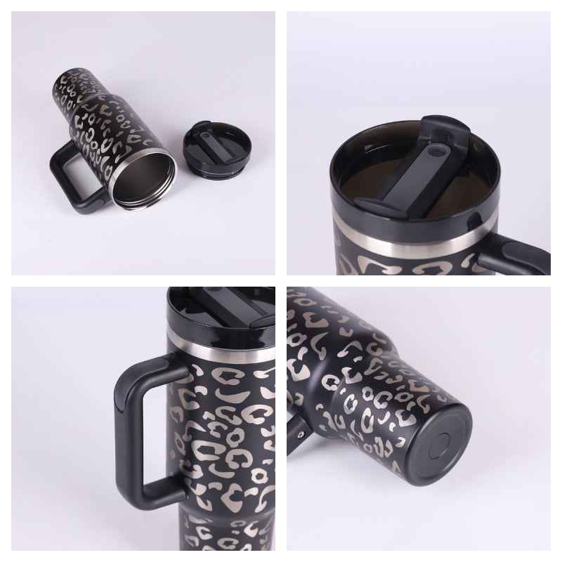 40 Oz Insulated Stainless Steel Tumbler with Handle & Straw | Spill-Proof Vacuum Coffee Cup
