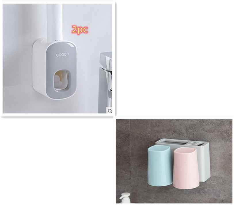 Wall Mounted Automatic Toothpaste Dispenser & Holder | Bathroom Accessories Set