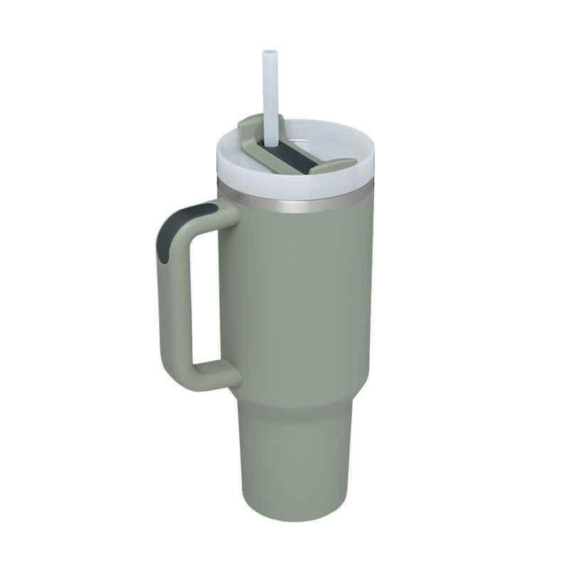 40 Oz Insulated Stainless Steel Tumbler with Handle & Straw | Spill-Proof Vacuum Coffee Cup