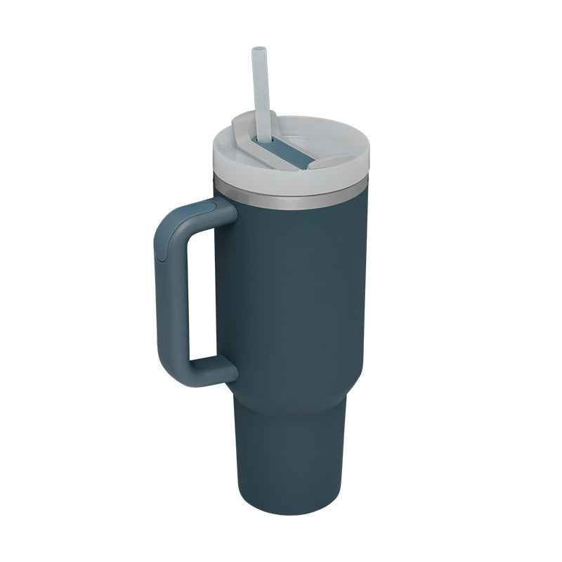 40 Oz Insulated Stainless Steel Tumbler with Handle & Straw | Spill-Proof Vacuum Coffee Cup