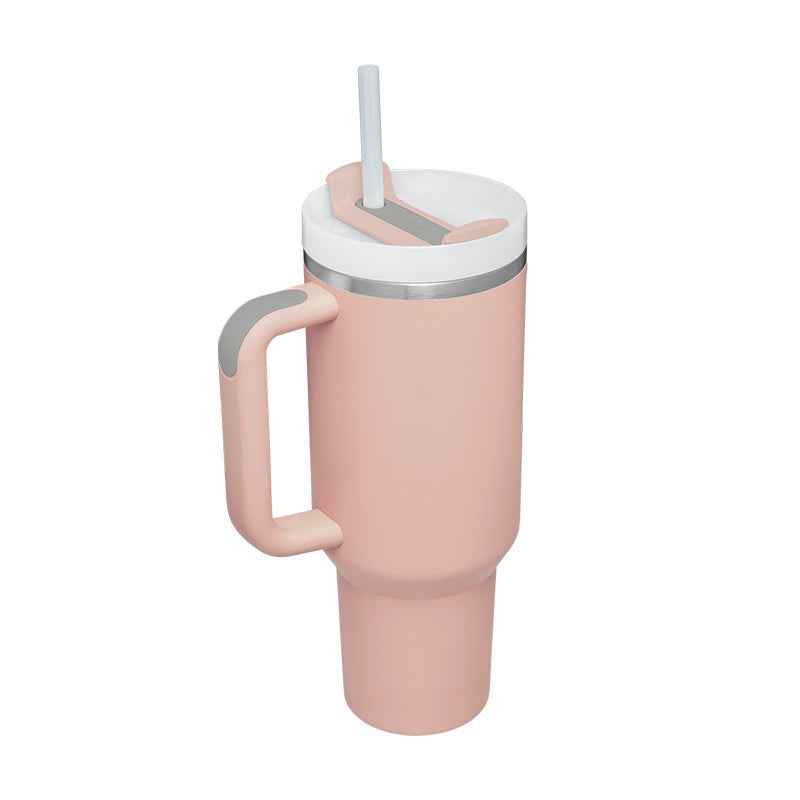 40 Oz Insulated Stainless Steel Tumbler with Handle & Straw | Spill-Proof Vacuum Coffee Cup