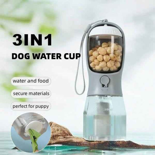Portable 3-in-1 Dog Water, Food & Garbage Cup | Multi-functional Pet Travel Cup