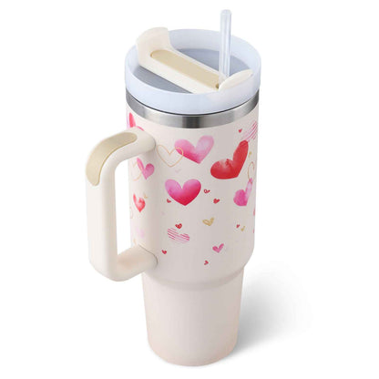 40 Oz Insulated Stainless Steel Tumbler with Handle & Straw | Spill-Proof Vacuum Coffee Cup