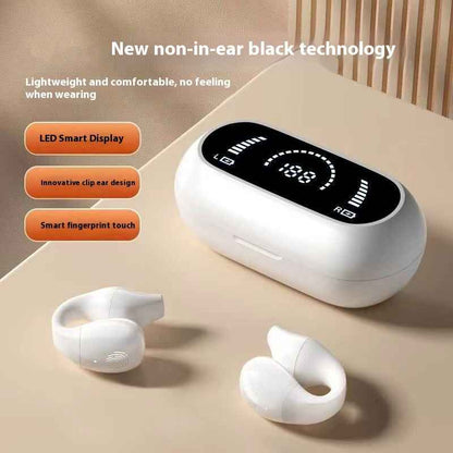 Bluetooth 5.2 Bone Conduction Ear Clip Headphones | HIFI Wireless Noise Cancelling Sports Headset with Mic