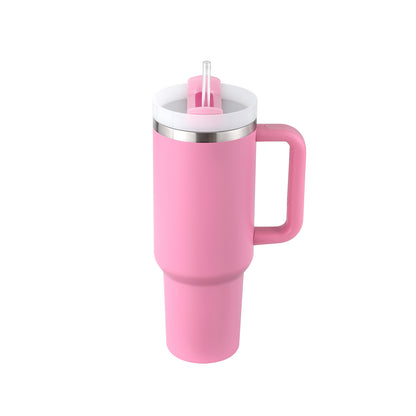 40 Oz Insulated Stainless Steel Tumbler with Handle & Straw | Spill-Proof Vacuum Coffee Cup