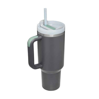 40 Oz Insulated Stainless Steel Tumbler with Handle & Straw | Spill-Proof Vacuum Coffee Cup