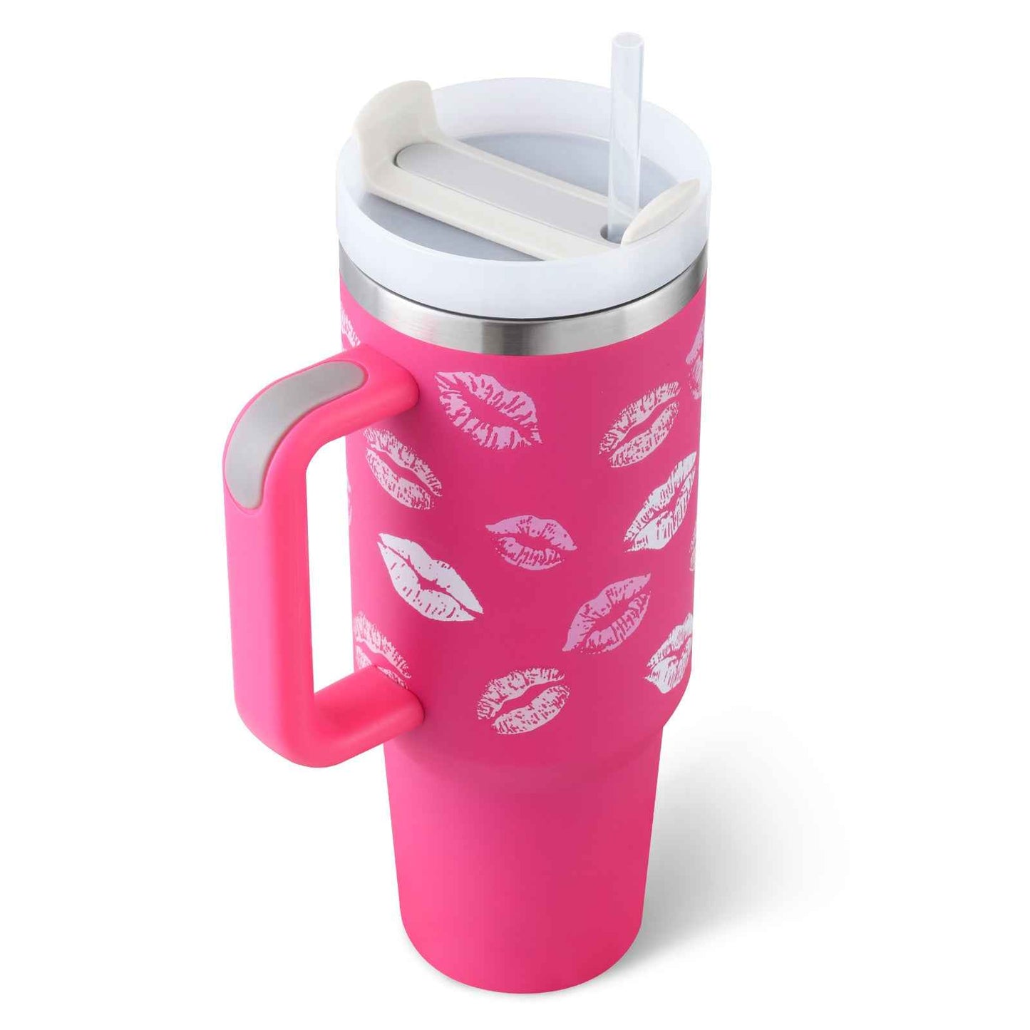 40 Oz Insulated Stainless Steel Tumbler with Handle & Straw | Spill-Proof Vacuum Coffee Cup