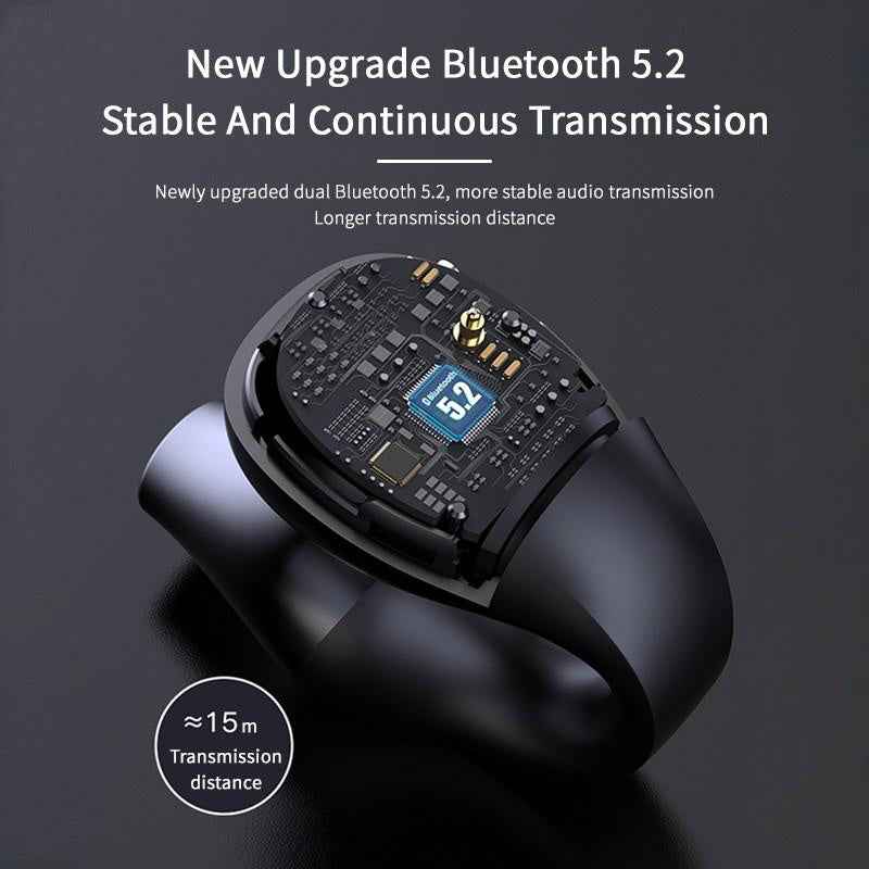 Bluetooth 5.2 Bone Conduction Ear Clip Headphones | HIFI Wireless Noise Cancelling Sports Headset with Mic