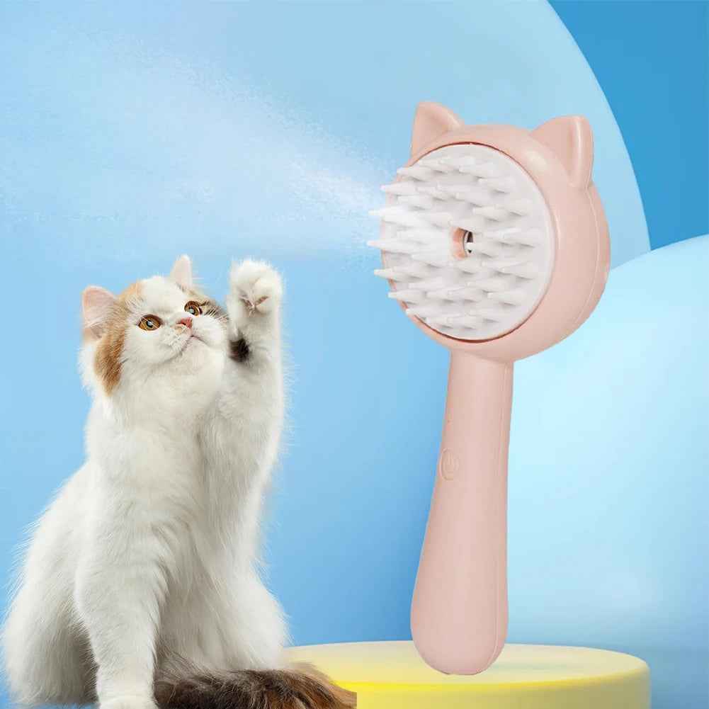 Multifunctional Rechargeable Cat & Dog Grooming Brush with Mist | Self-Cleaning Slicker Brush