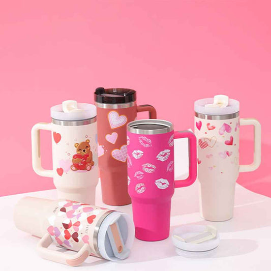 40 Oz Insulated Stainless Steel Tumbler with Handle & Straw | Spill-Proof Vacuum Coffee Cup