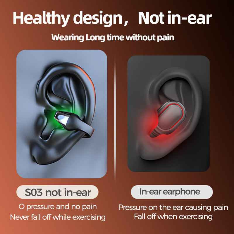 Bluetooth 5.2 Bone Conduction Ear Clip Headphones | HIFI Wireless Noise Cancelling Sports Headset with Mic