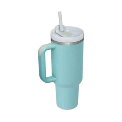 40 Oz Insulated Stainless Steel Tumbler with Handle & Straw | Spill-Proof Vacuum Coffee Cup