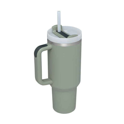 40 Oz Insulated Stainless Steel Tumbler with Handle & Straw | Spill-Proof Vacuum Coffee Cup