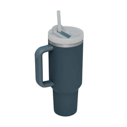 40 Oz Insulated Stainless Steel Tumbler with Handle & Straw | Spill-Proof Vacuum Coffee Cup