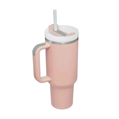 40 Oz Insulated Stainless Steel Tumbler with Handle & Straw | Spill-Proof Vacuum Coffee Cup