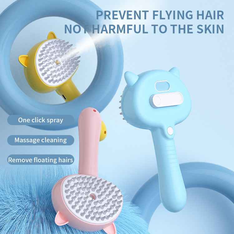 Multifunctional Rechargeable Cat & Dog Grooming Brush with Mist | Self-Cleaning Slicker Brush